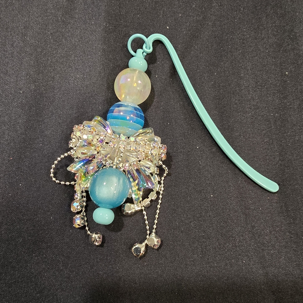 Elegant Blue Beaded Bookmark/Ornament